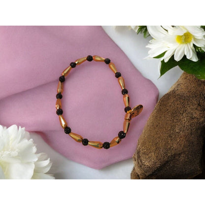 Erimish Gold and Black Beaded Bracelet - Glam Boho Stretch Bracelet