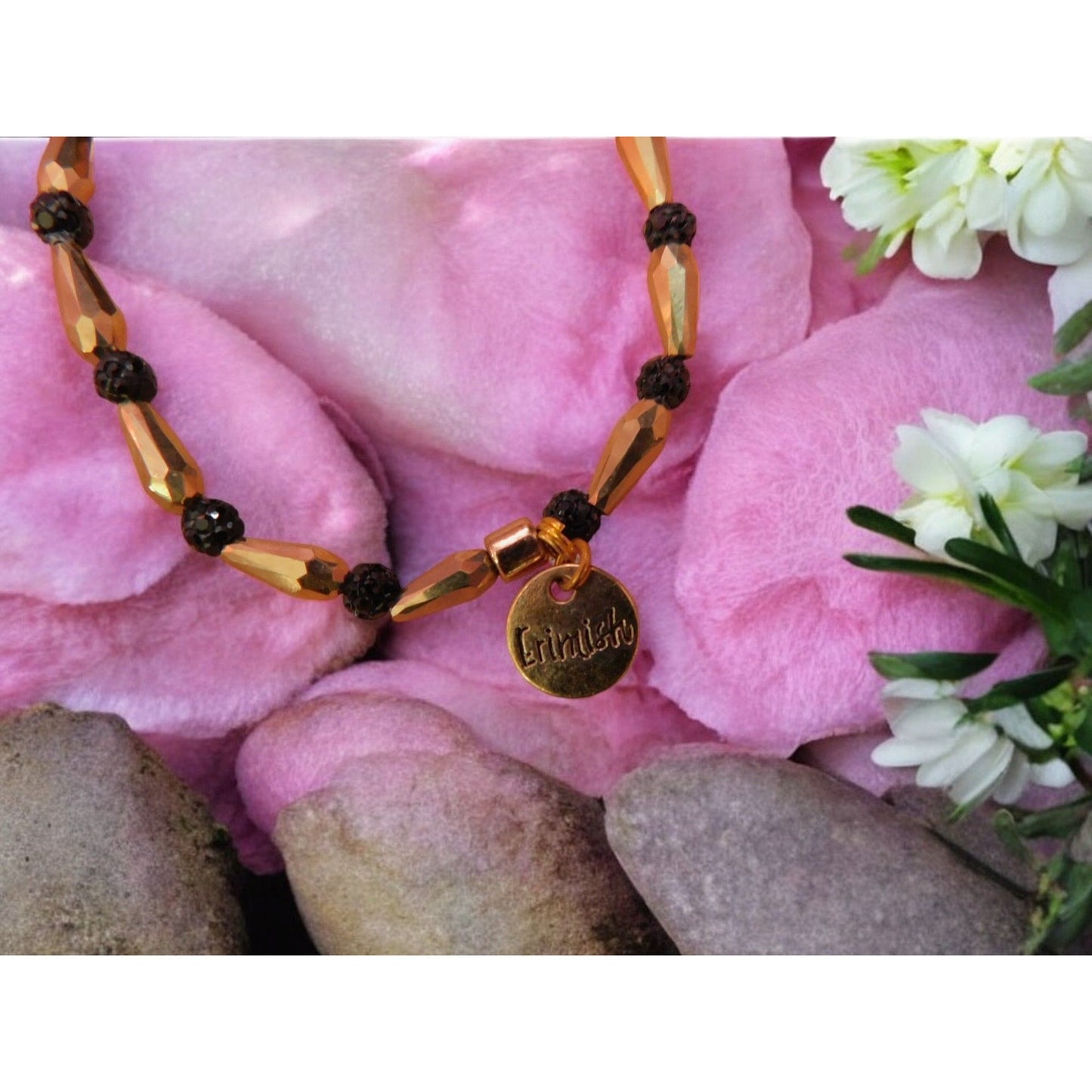 Erimish Gold and Black Beaded Bracelet - Glam Boho Stretch Bracelet