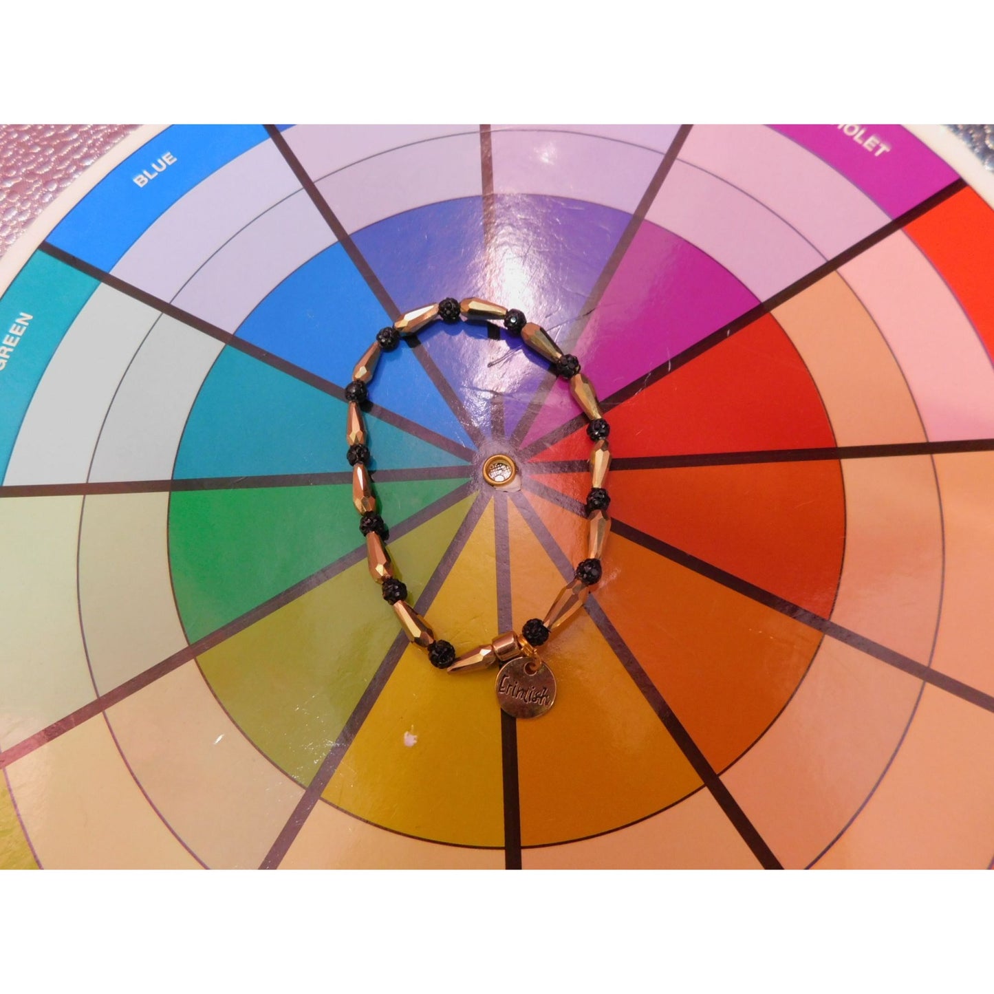 Erimish Gold and Black Beaded Bracelet - Glam Boho Stretch Bracelet