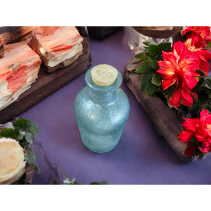 Antique Design Frosted Glass Apothecary Bottle With Cork Stopper 6"