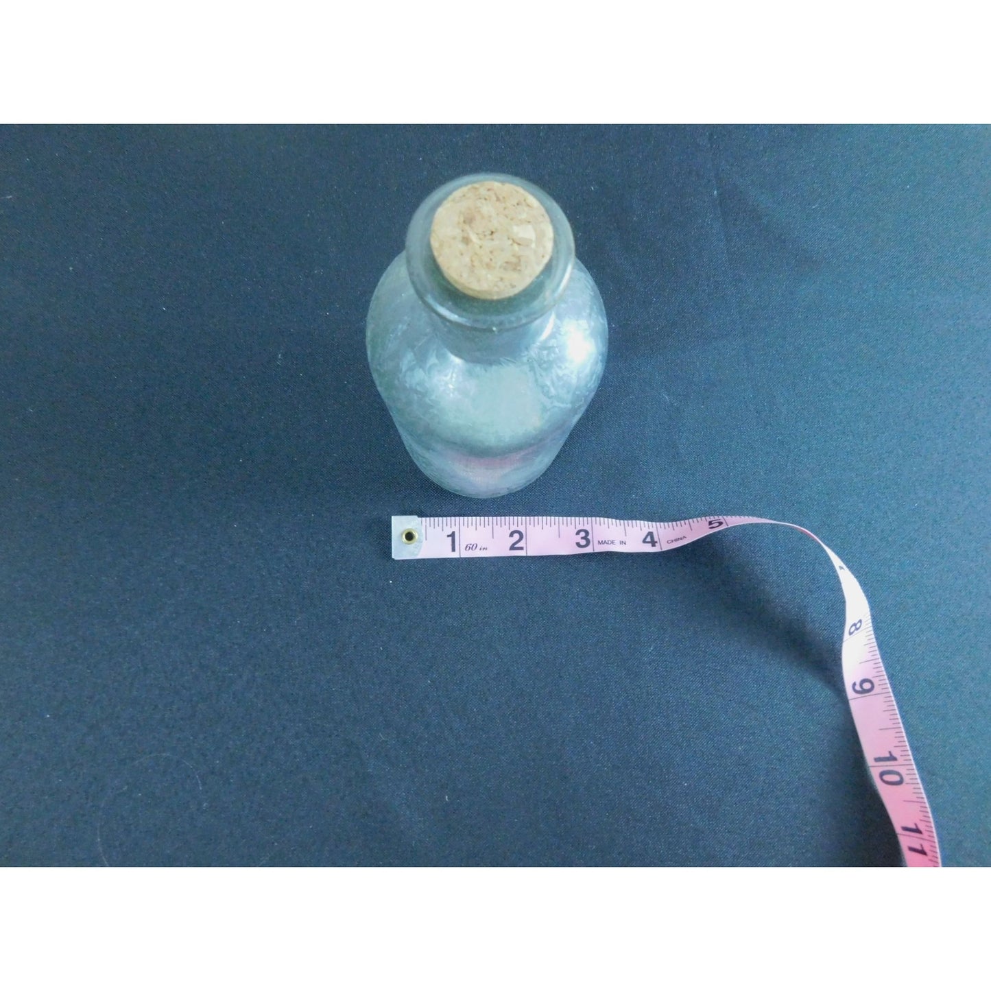 Antique Design Frosted Glass Apothecary Bottle With Cork Stopper 6"