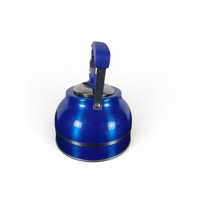 Blue Stainless Steel Whistling Tea Kettle w Soft Grip Handle