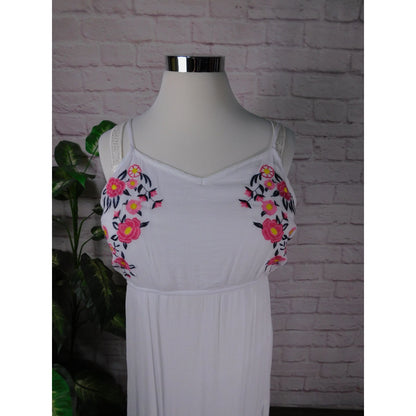 Kelly Renee Boho Maxi Dress With Floral Embroidery Double Spaghetti Straps White Womens XL