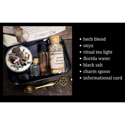 Protection Travel Altar Kit - On-the-Go Shielding - Glass Tin Spoon