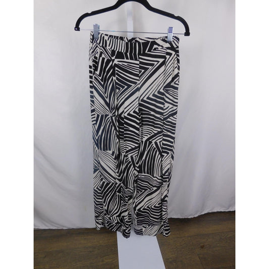 Lily Rose Med Wide Leg Palazzo Pants Black White Abstract Print Celestial Witch
