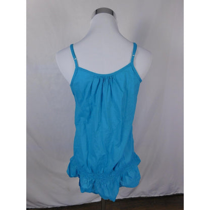Apt 9 Turquoise Beaded Boho Tank M - Ruffle Hem Embellished - Excellent