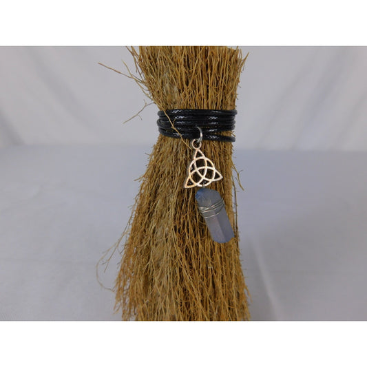 Triquetra Crystal Mini Besom Broom Witchcraft Altar Cleansing Pagan Wicca Decor