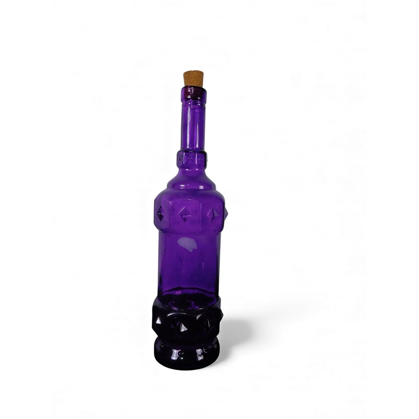 Amethyst Purple Glass Bottle Decanter W Cork Stopper Leather Holster Case