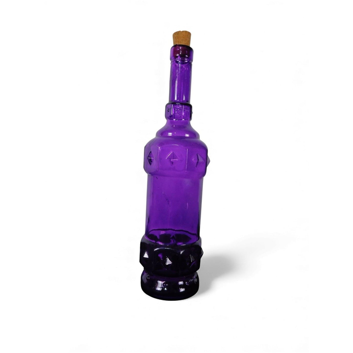 Amethyst Purple Glass Bottle Decanter W Cork Stopper Leather Holster Case