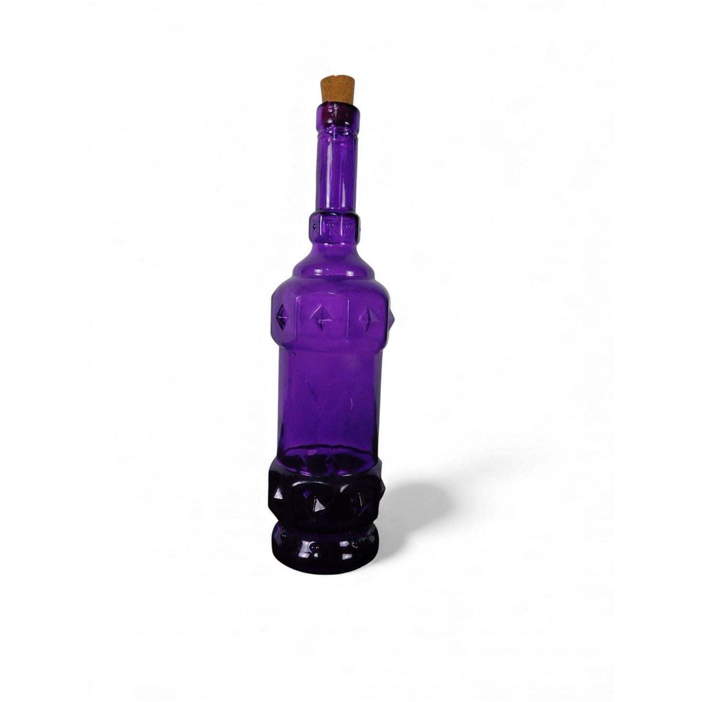 Amethyst Purple Glass Bottle Decanter W Cork Stopper Leather Holster Case