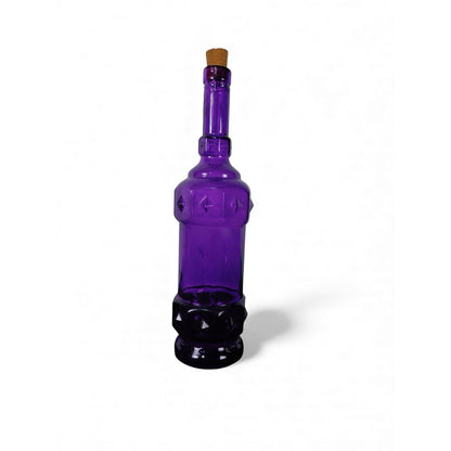 Amethyst Purple Glass Bottle Decanter W Cork Stopper Leather Holster Case