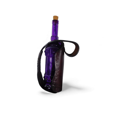 Amethyst Purple Glass Bottle Decanter W Cork Stopper Leather Holster Case