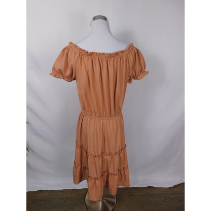 MPH Collection Peach Off-Shoulder Dress XL - Tiered Button - Excellent