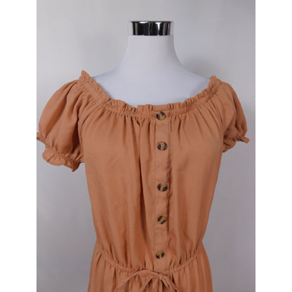 MPH Collection Peach Off-Shoulder Dress XL - Tiered Button - Excellent