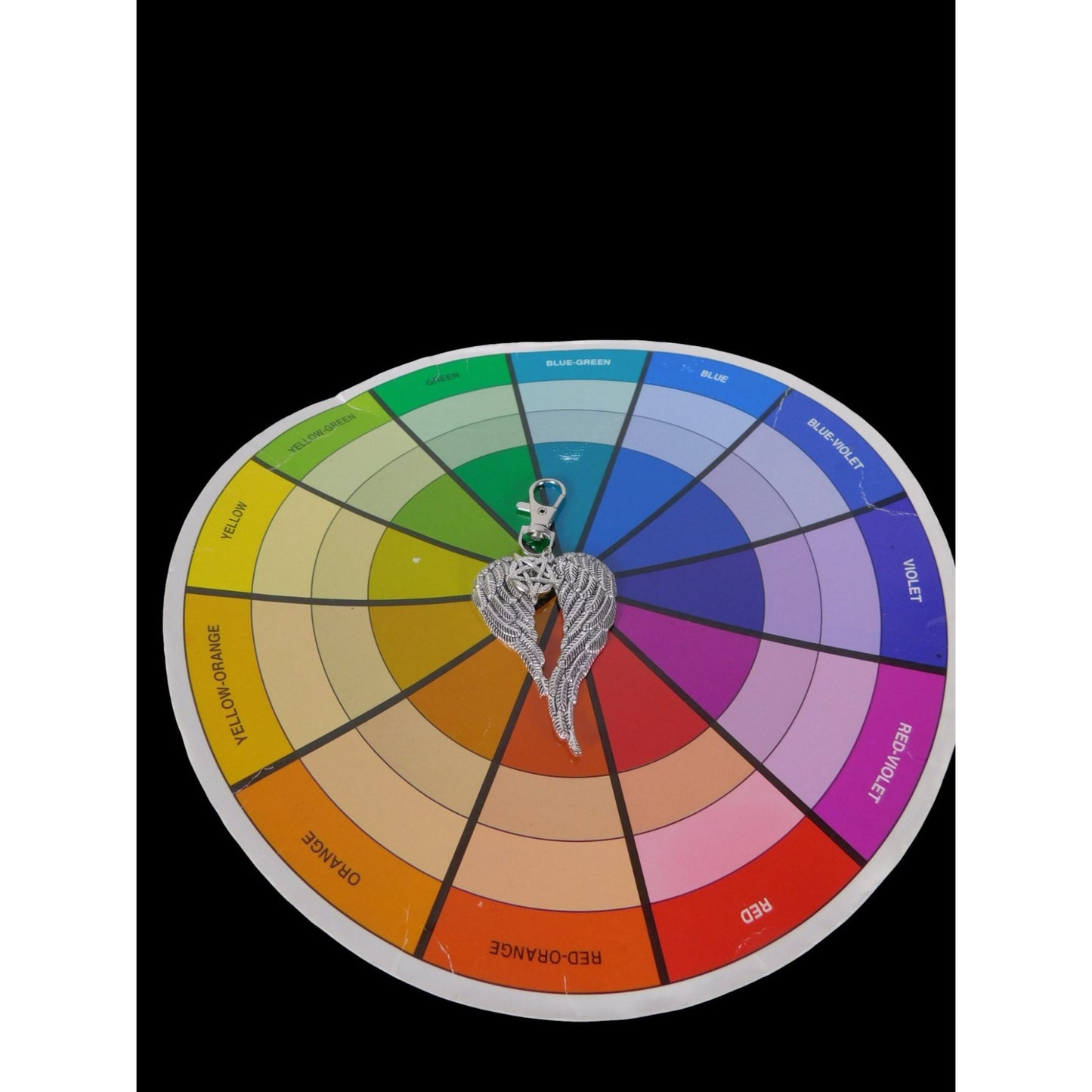 Angel Wing Pentagram Keychain Silver Clip Christian Witch