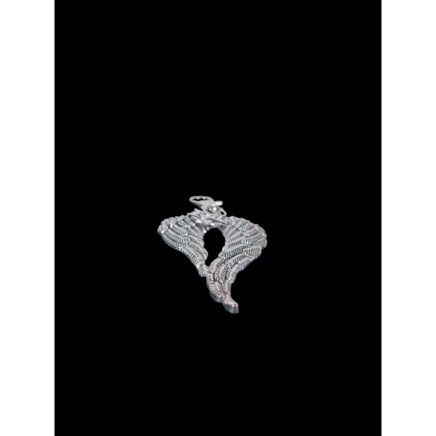 Angel Wing Pentagram Keychain Silver Clip Christian Witch