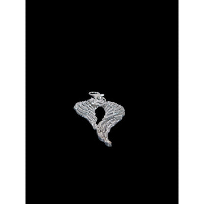 Angel Wing Pentagram Keychain Silver Clip Christian Witch