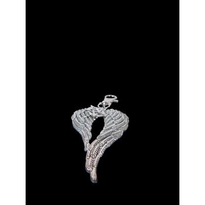 Angel Wing Pentagram Keychain Silver Clip Christian Witch