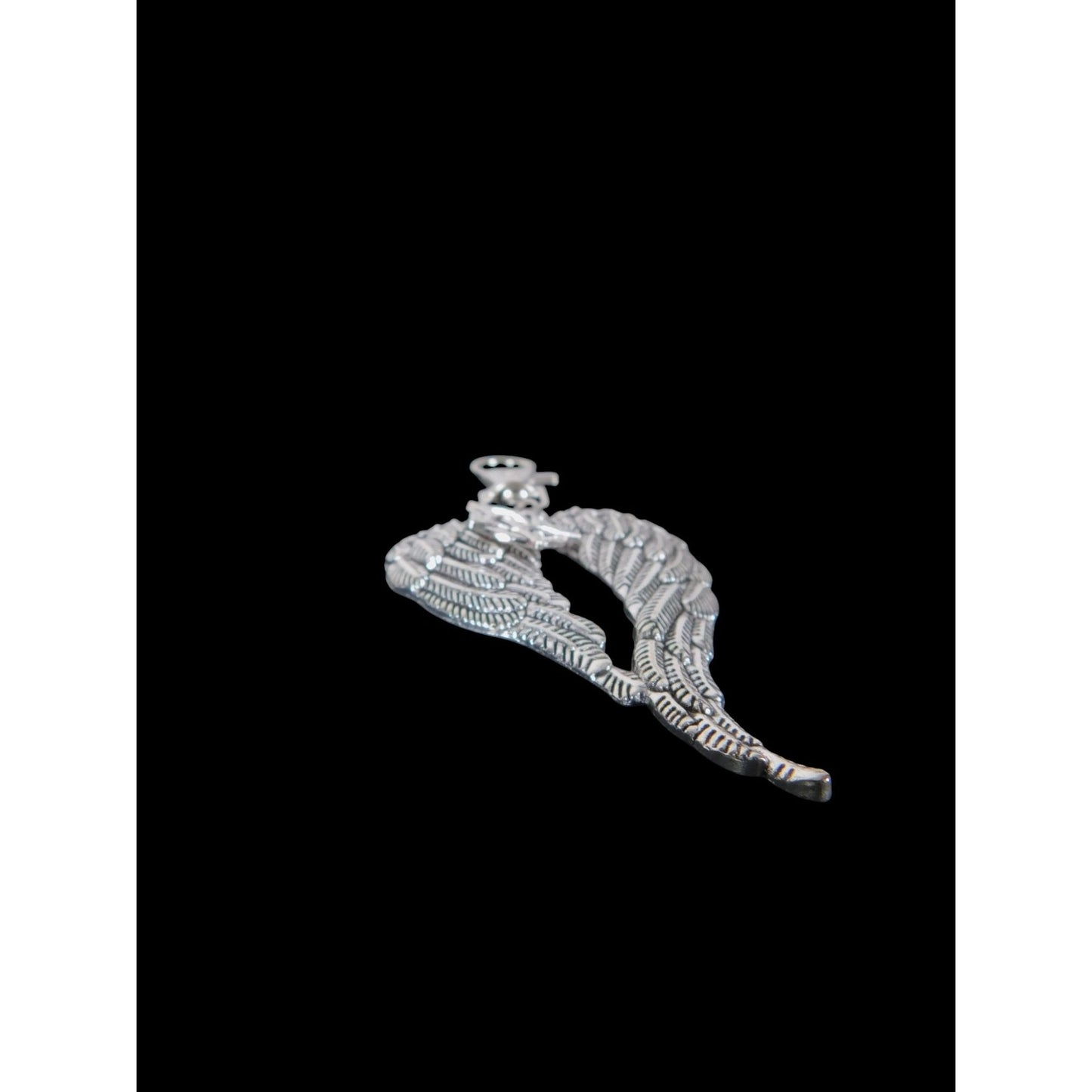 Angel Wing Pentagram Keychain Silver Clip Christian Witch