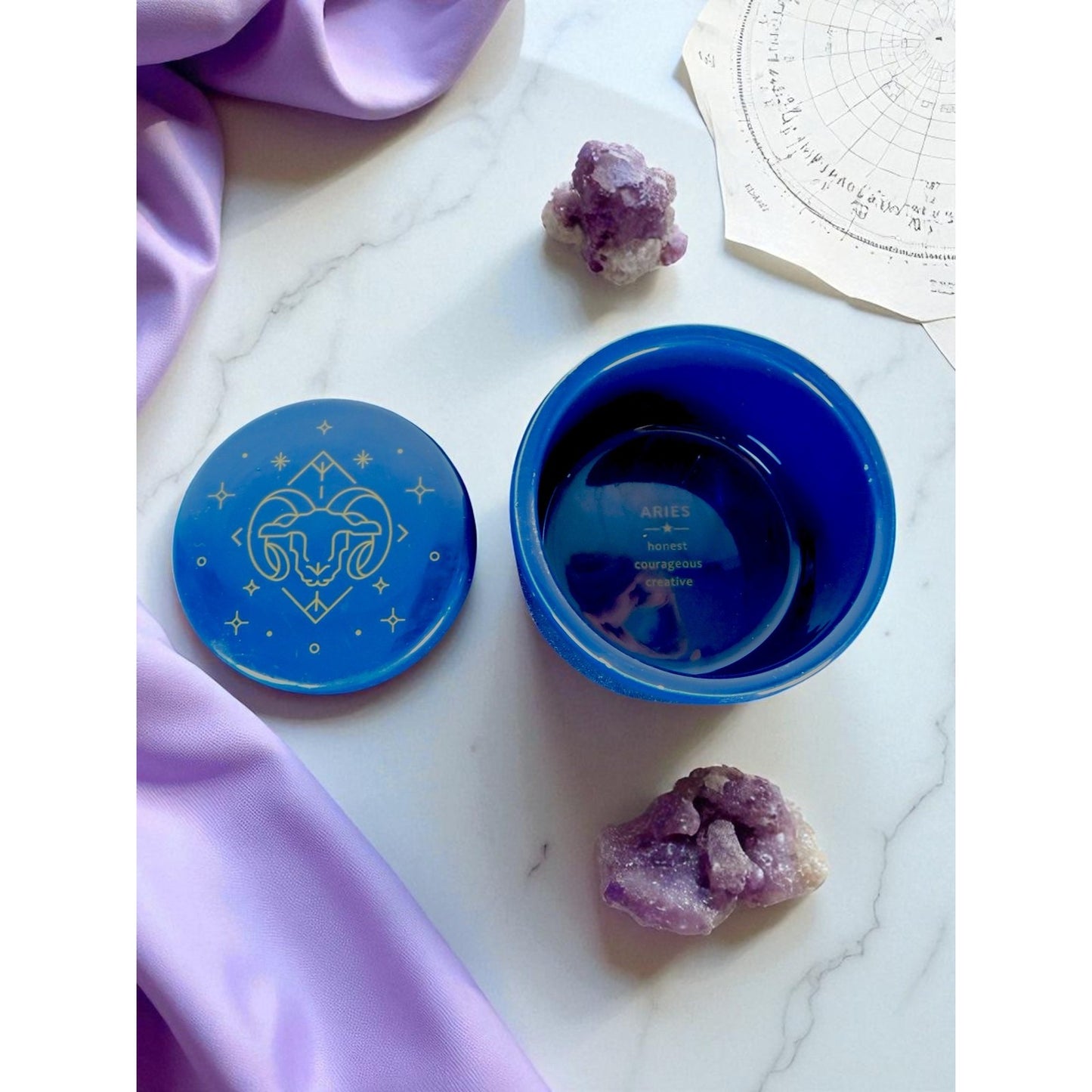 Ceramic Aries Zodiac Trinket Box Astrology Ram Horoscope Dish Star Sign Decor Gi