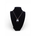 Angel Wing Pendant Necklace Silver Tone White Glass Religious Jewelry Adjustable