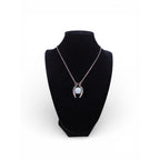 Angel Wing Pendant Necklace Silver Tone White Glass Religious Jewelry Adjustable