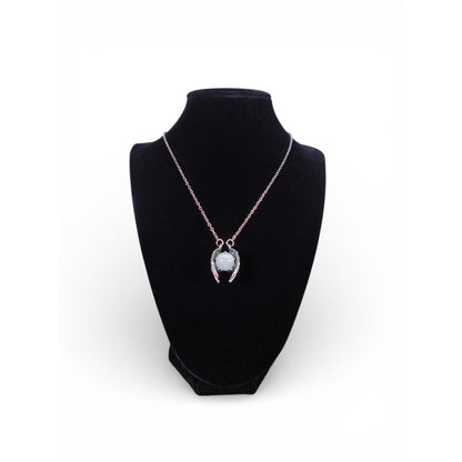 Angel Wing Pendant Necklace Silver Tone White Glass Religious Jewelry Adjustable