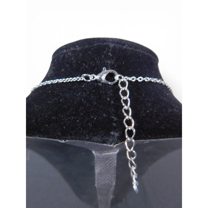 Angel Wing Pendant Necklace Silver Tone White Glass Religious Jewelry Adjustable