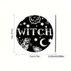 Witchy-Themed Car Coasters Black & White 2-Pack For Drink Holder Protection 2.6" Diameter