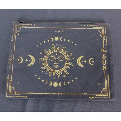 Zippered Canvas Pouch With Sun & Moon Design