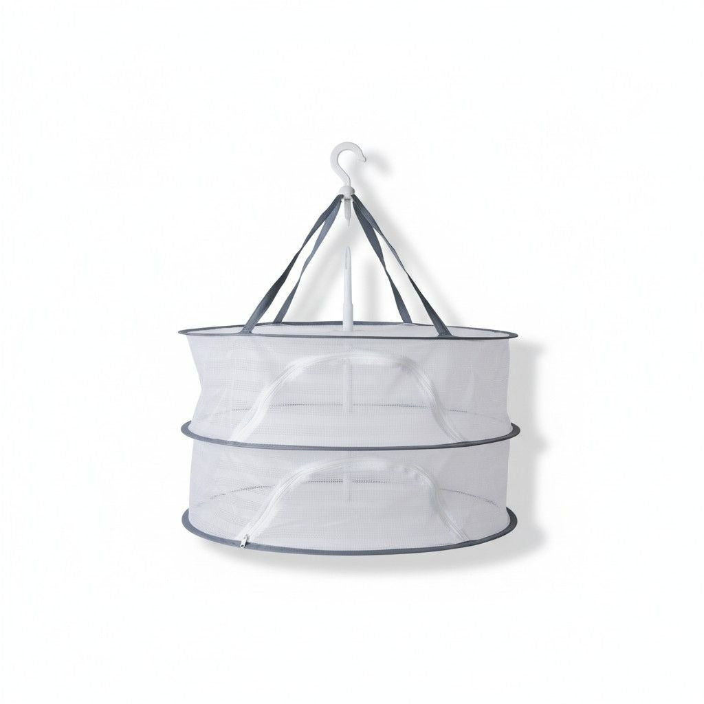 Collapsible 2-Tier White Mesh Herb Dryer - 17x24 Rotating Hook - New