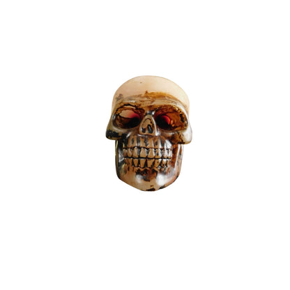 Decorative Skull Candle With Distressed Finish & Red Glow Eyes - Gothic Halloween Accent For Home Or Party Décor