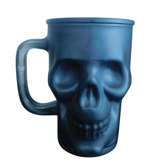 Skull-Shaped Black Glass Mug 20oz For Coffee Tea Halloween Decor Unique Gift Durable Design