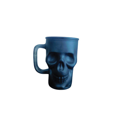 Skull-Shaped Black Glass Mug 20oz For Coffee Tea Halloween Decor Unique Gift Durable Design