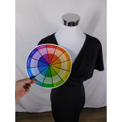 Grace Karin Black Wrap Midi Dress S - Flutter Sleeve Sheath - Excellent