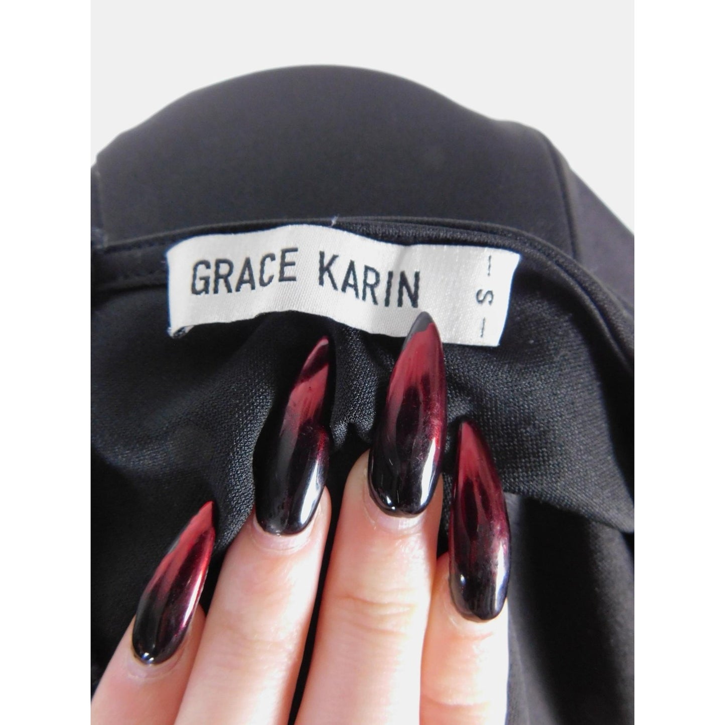 Grace Karin Black Wrap Midi Dress S - Flutter Sleeve Sheath - Excellent