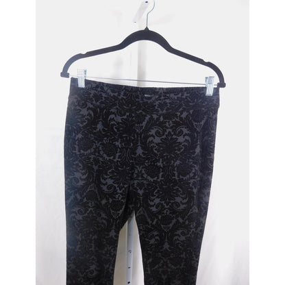 Roz & Ali Pants Womens Medium Black Flocked Velvet Damask Gothic Witchy