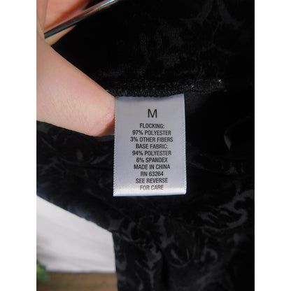 Roz & Ali Pants Womens Medium Black Flocked Velvet Damask Gothic Witchy