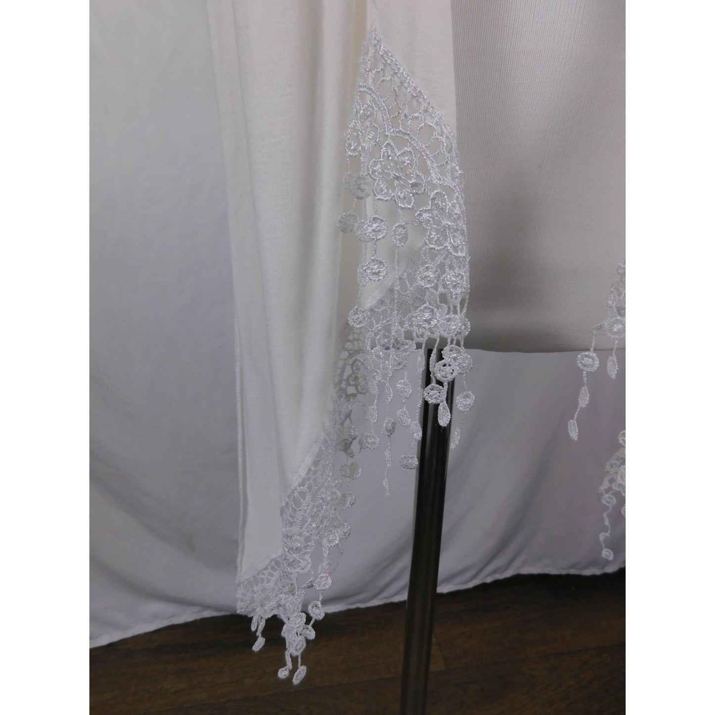 Ivory Lace Fringe Shawl Wrap Bridal Boho OS