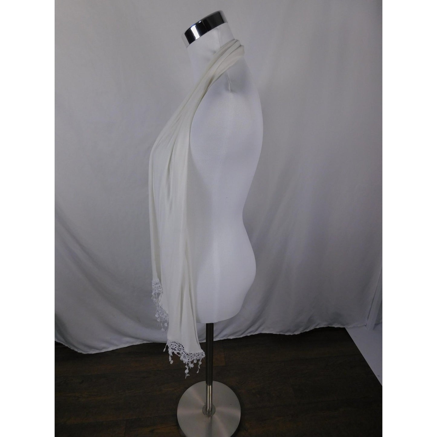 Ivory Lace Fringe Shawl Wrap Bridal Boho OS