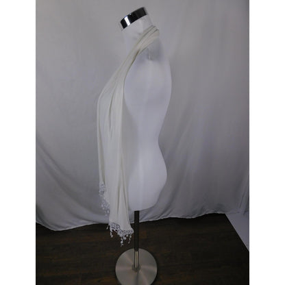 Ivory Lace Fringe Shawl Wrap Bridal Boho OS
