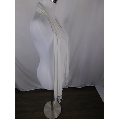 Ivory Lace Fringe Shawl Wrap Bridal Boho OS