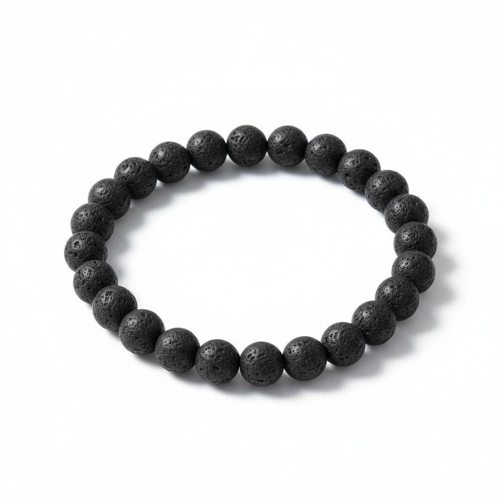 Lava Rock Bracelet 8mm Stretch Black - New - Witchcore Earth