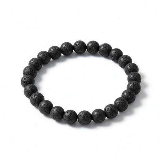 Lava Rock Bracelet 8mm Stretch Black - New - Witchcore Earth