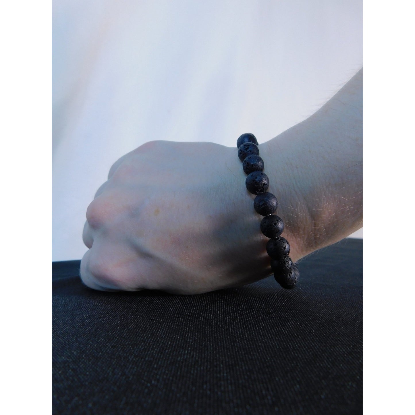 Lava Rock Bracelet 8mm Stretch Black - New - Witchcore Earth