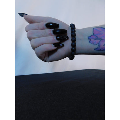 Lava Rock Bracelet 8mm Stretch Black - New - Witchcore Earth