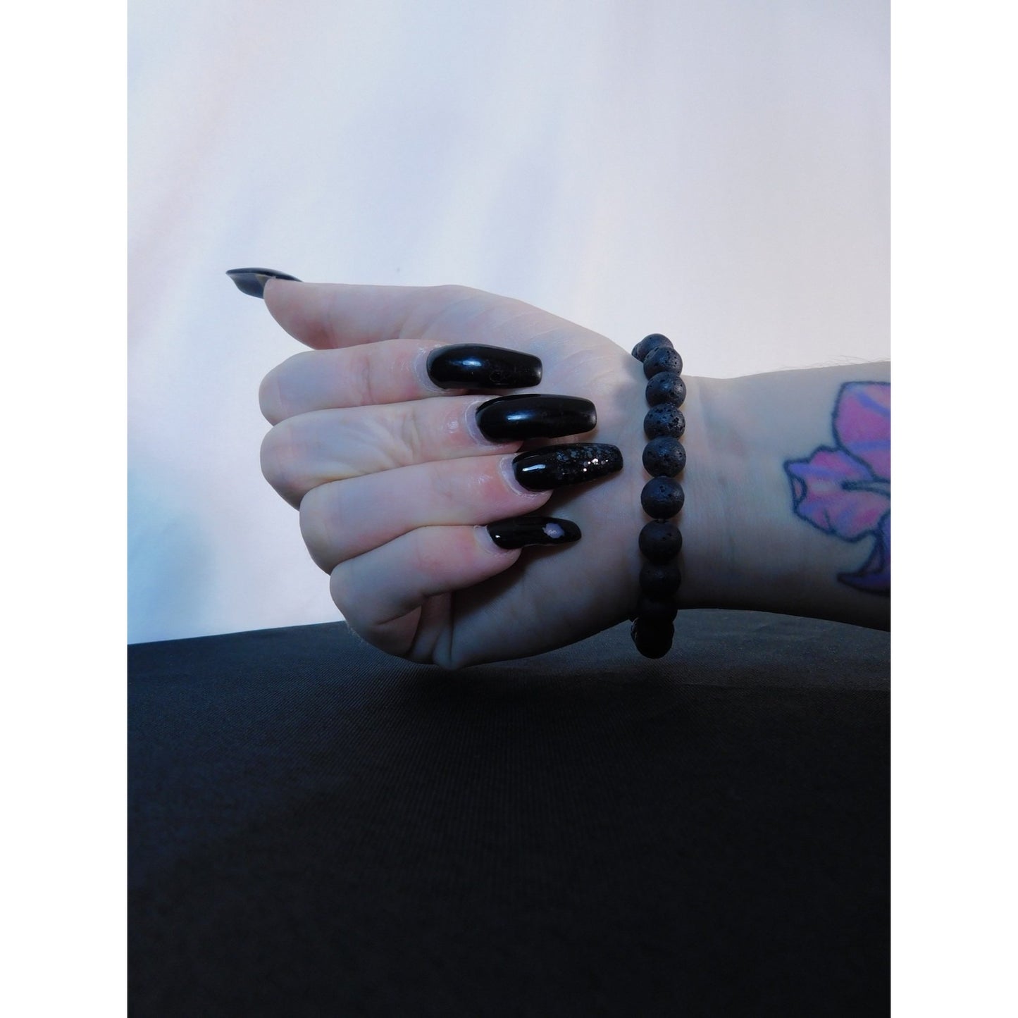Lava Rock Bracelet 8mm Stretch Black - New - Witchcore Earth