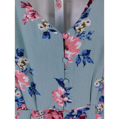 Three Pink Hearts Sage Floral Romper S - V-Neck - Excellent - Witchcore Earth