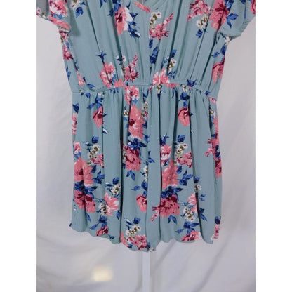 Three Pink Hearts Sage Floral Romper S - V-Neck - Excellent - Witchcore Earth