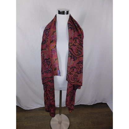 Indie Ella Pink Black Paisley Boho Shawl Wrap OS